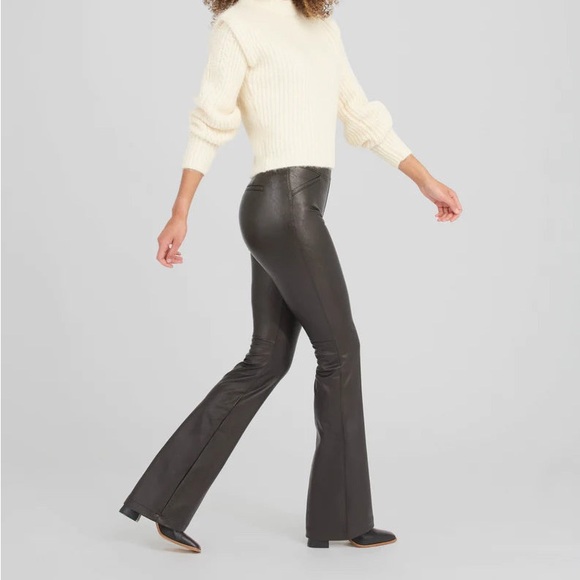 Spanx Stretch Faux Leather Flare Pants NWT XL BLACK - Picture 10 of 16